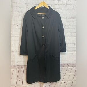 Womens Black Button Up Fully Lined Hand Made Collared Jackie O Style Retro Coat